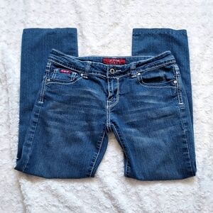 ABM Jeans Co Blue Classic Medium wash mid rise denim jeans Jr Sz 7 Cowgirl Ranch